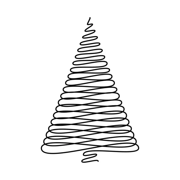 Arbre de Noël gribouillis vecteur isolé sur fond blanc — Image vectorielle