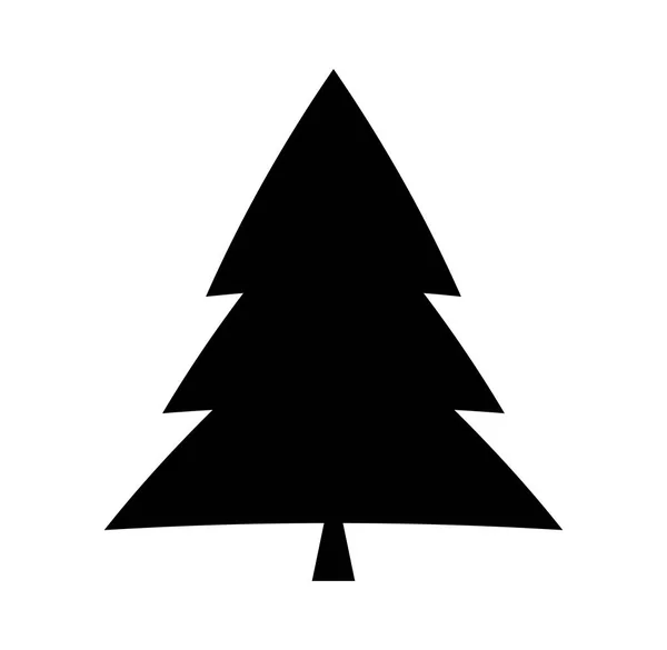 Silueta del árbol de Navidad aislado sobre fondo blanco — Vector de stock