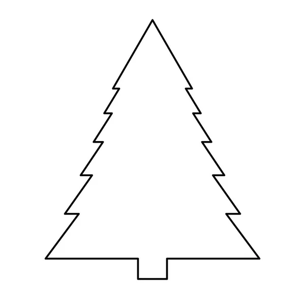 Silhueta árvore de natal isolado no fundo branco — Vetor de Stock