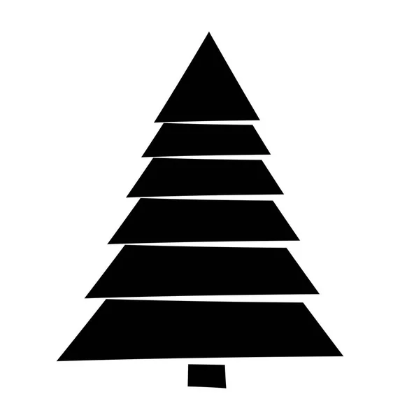 Kerstboom silhouet geïsoleerd op witte achtergrond — Stockvector