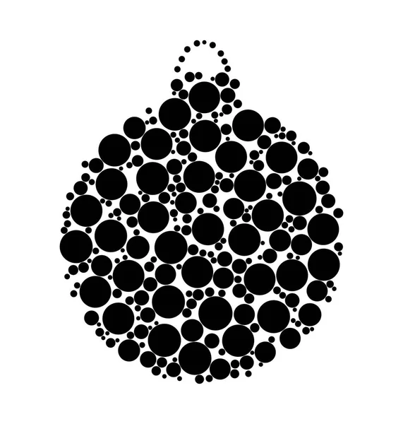 Christmas bauble dotted vector design isolated on white backgrou — Stock Vector