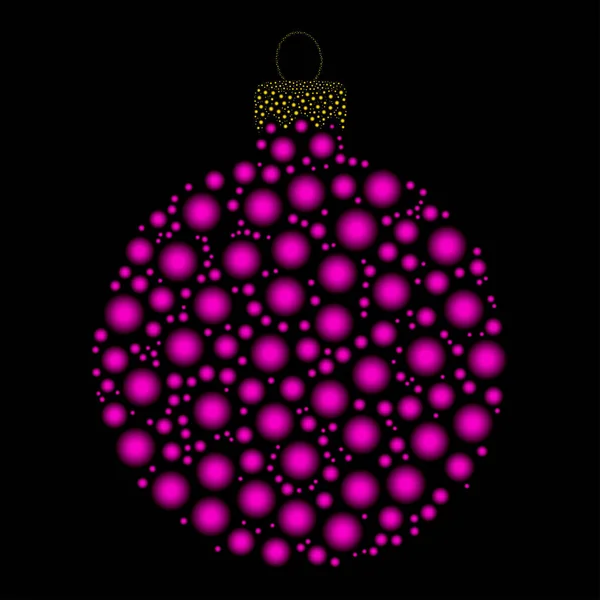 黑色 backgroun 上的圣诞摆设虚线矢量设计 — 图库矢量图片