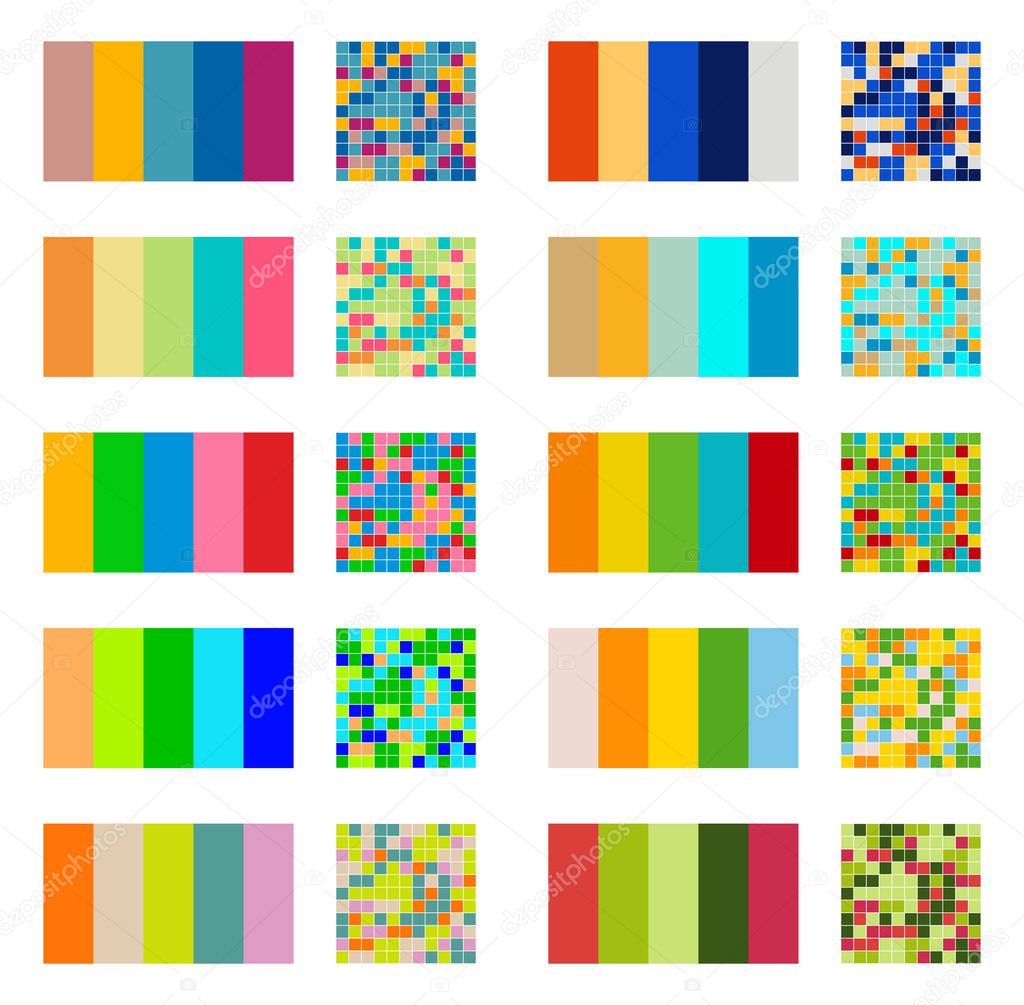  color palette set background. Harmony color combos spectrum