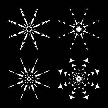 Kar tanesi tasarım üzerinde siyah bac izole Noel için anahat ayarla