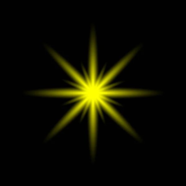 Transparent stjärna för jul isolerad på svart bakgrund — Stock vektor