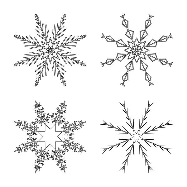 Esquema de conjunto de diseño de copo de nieve para Navidad aislado en bac blanco — Archivo Imágenes Vectoriales