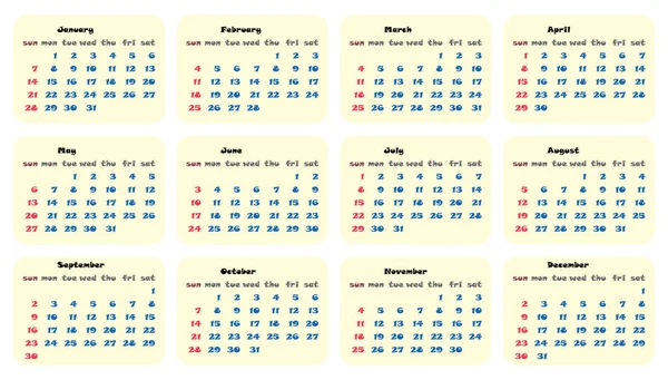 달력 2018 템플릿 간단한 플래너 벡터 디자인 — 스톡 벡터