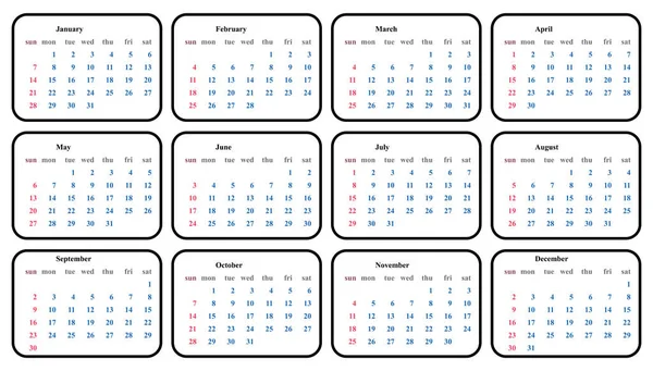 Calendario 2018 modello semplice pianificazione progettazione vettoriale — Vettoriale Stock