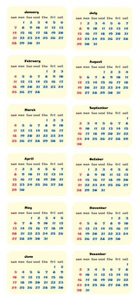 Calendario 2018 modello semplice pianificazione progettazione vettoriale — Vettoriale Stock