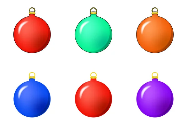 Set Bauble simple pour arbre de Noël isolé sur fond blanc — Image vectorielle