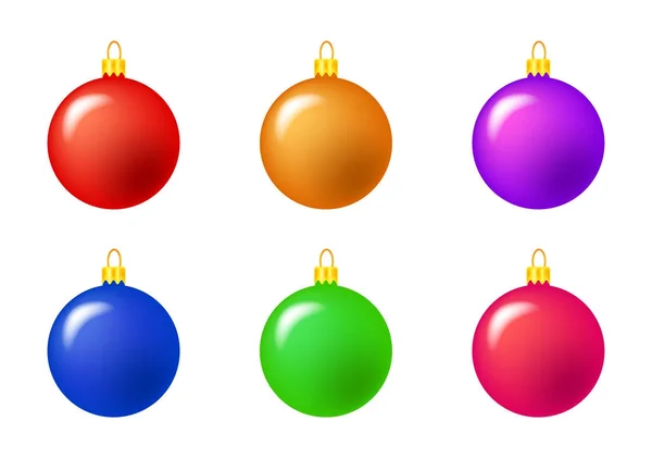 Conjunto de Bauble simple para árbol de Navidad aislado sobre fondo blanco — Archivo Imágenes Vectoriales