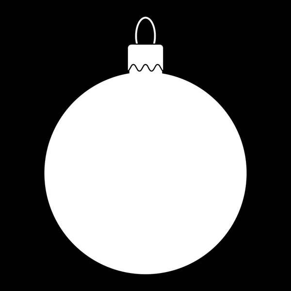 Simple Bauble outline for christmas tree isolated on black backg — Stock Vector