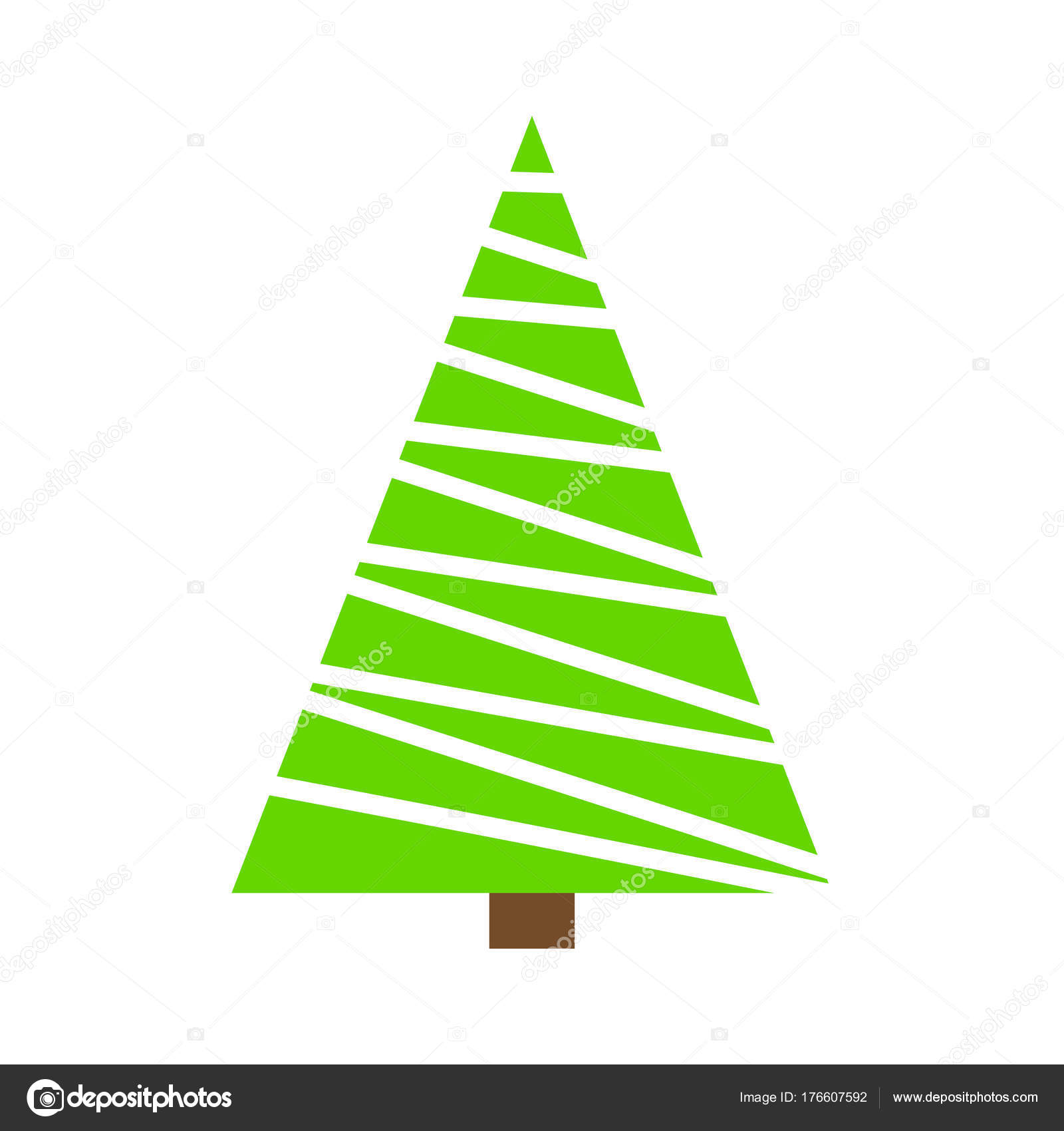 Disegno Del Profilo Semplice Albero Di Natale Verde Isolato