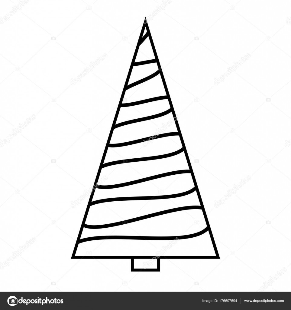 Disegno Del Profilo Semplice Albero Di Natale Isolato Su