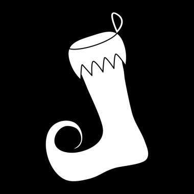 Siyah arka plan üzerine izole elf ayakkabı anahat tasarım