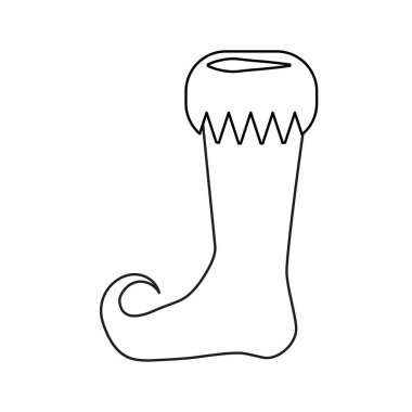 Beyaz arka plan üzerinde izole elf ayakkabı anahat tasarım