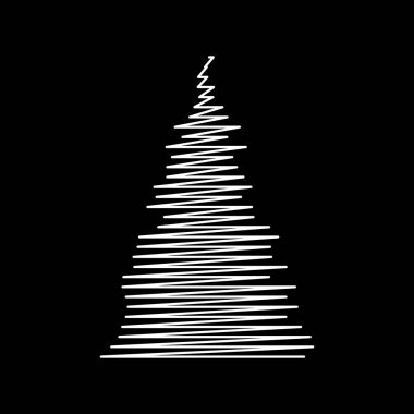 Siyah arka plan üzerine izole Noel ağacı karalama tasarım