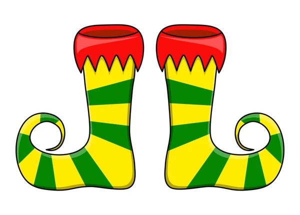 Elfo scarpe coppia strisce design isolato su sfondo bianco — Vettoriale Stock