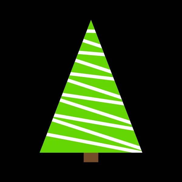 Árvore de Natal verde design esboço simples isolado em bac preto — Vetor de Stock