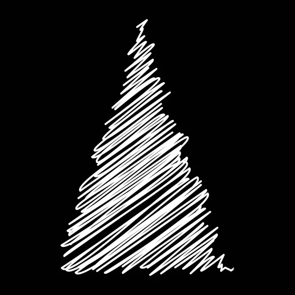 Christmas tree scribble design isolated on black background — Stock Vector