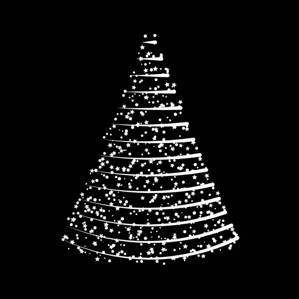 Árbol de Navidad de diseño de luces aislado sobre fondo negro — Archivo Imágenes Vectoriales