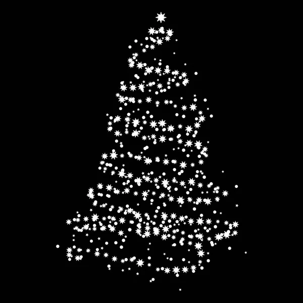 Árbol de Navidad de diseño de luces aislado sobre fondo negro — Archivo Imágenes Vectoriales