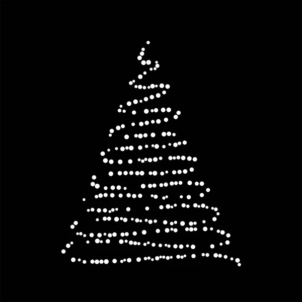 Weihnachtsbaum aus Lichtern Design isoliert auf schwarzem Hintergrund — Stockvektor