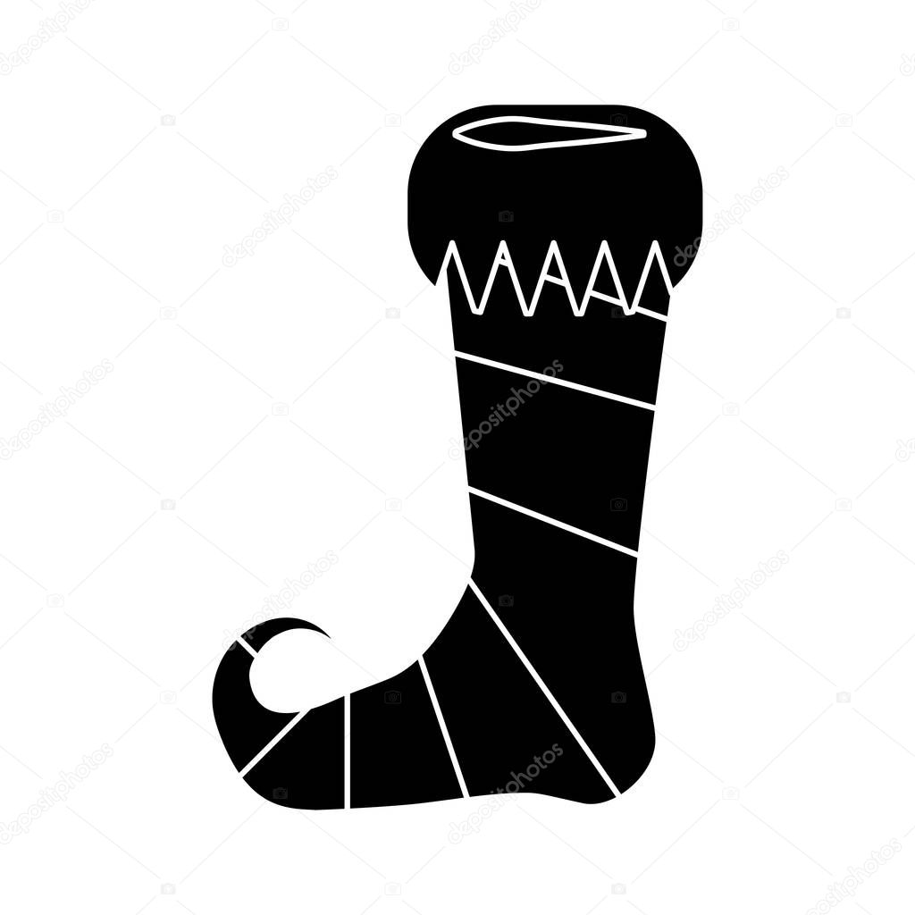 Elf shoe silhouette design isolated on white backgroun