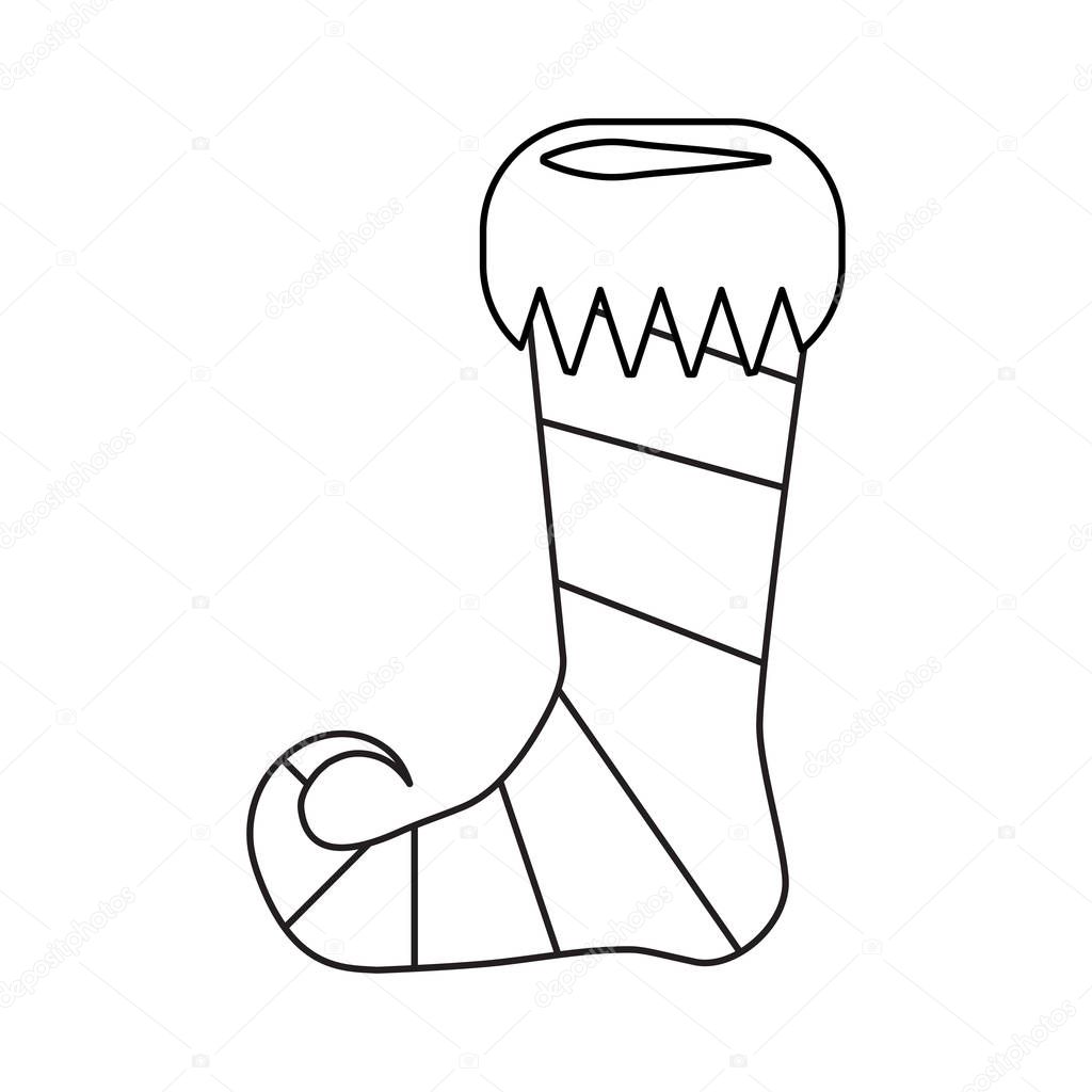 Elf shoe outline design isolated on white backgroun