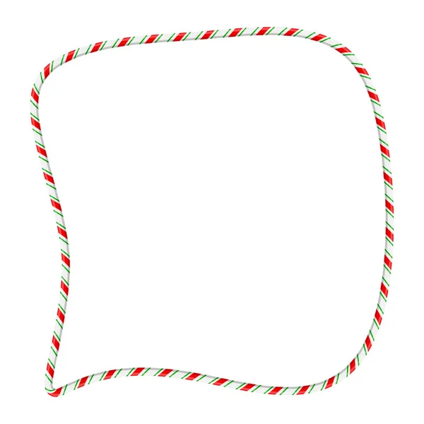 Candy fronteira quadro de cana-de-açúcar para o projeto de Natal isolado em b branco — Vetor de Stock