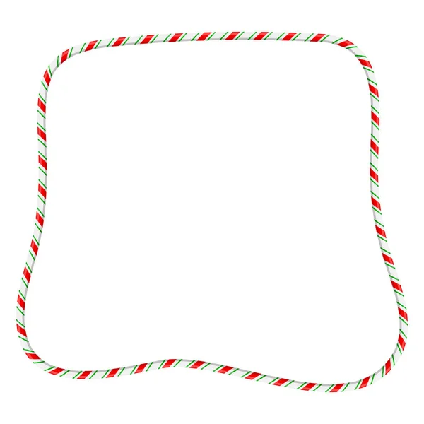 क्रिसमस डिजाइन के लिए कैंडी रस्सी फ्रेम सीमा सफेद बी पर अलग — स्टॉक वेक्टर