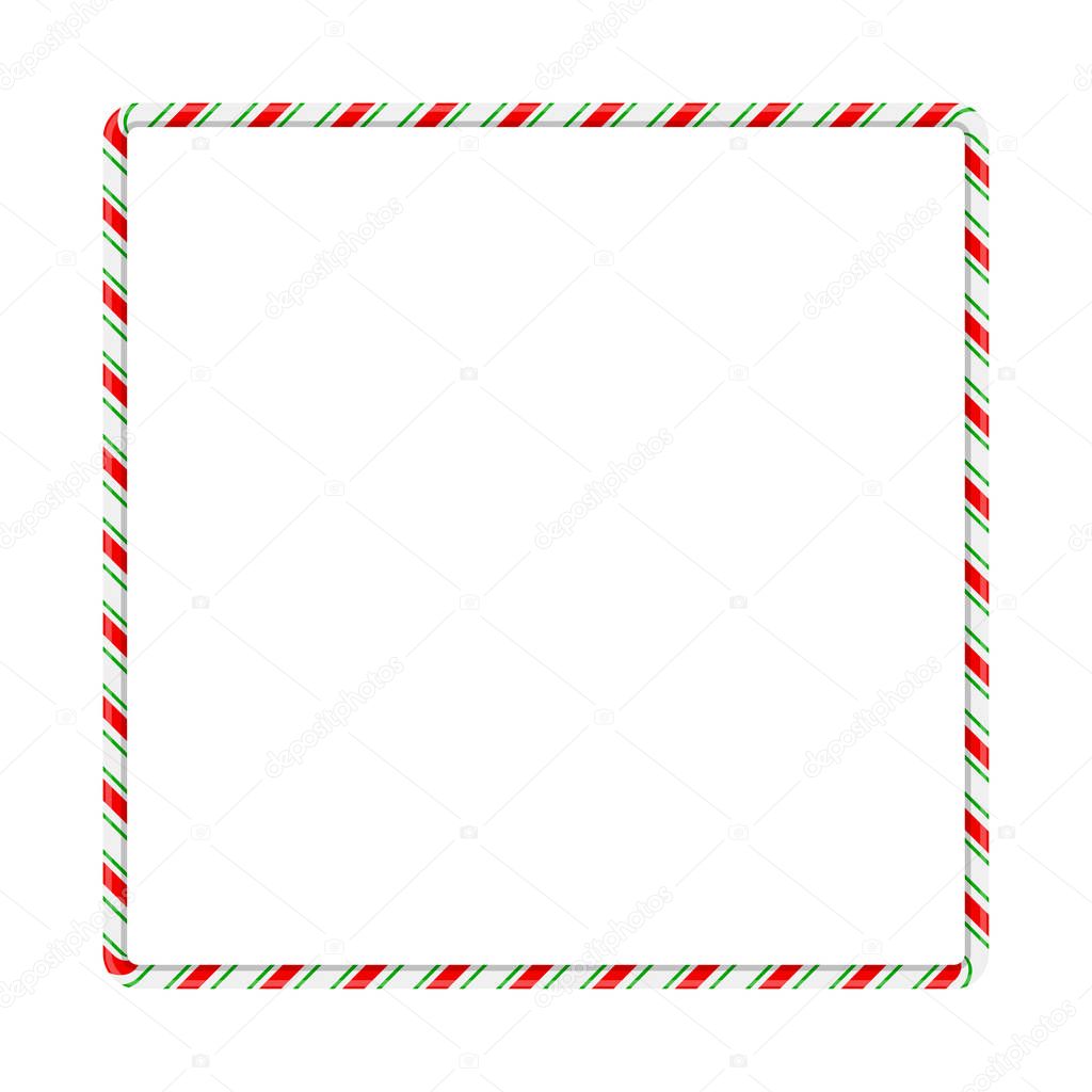 Candy cane frame border for christmas design isolated on white b