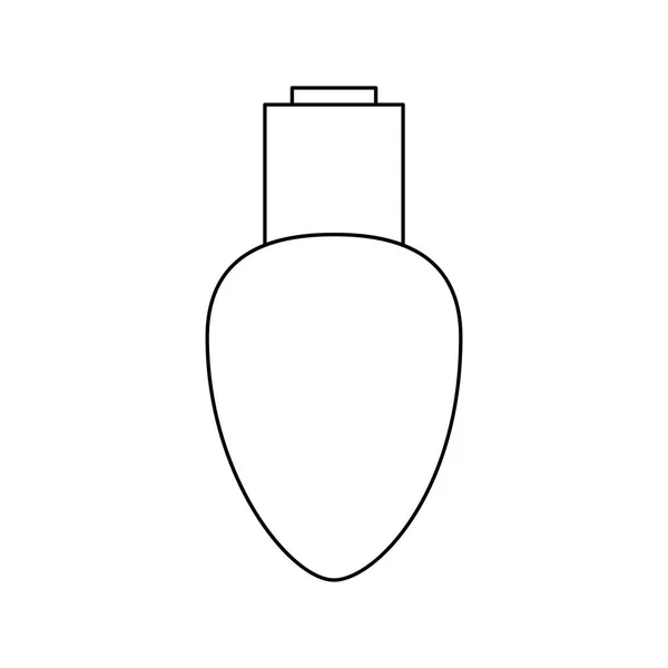 Ampoule, guirlande contour de Noël design isolé sur blanc b — Image vectorielle