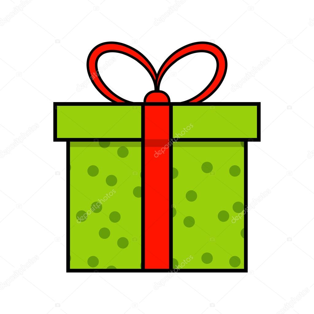 Christmas present simple icon for christmas design isolated on white backgroun