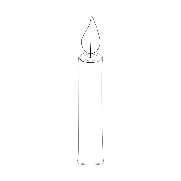 Contorno de vela de Navidad para el diseño de Navidad aislado en blanco — Vector de stock