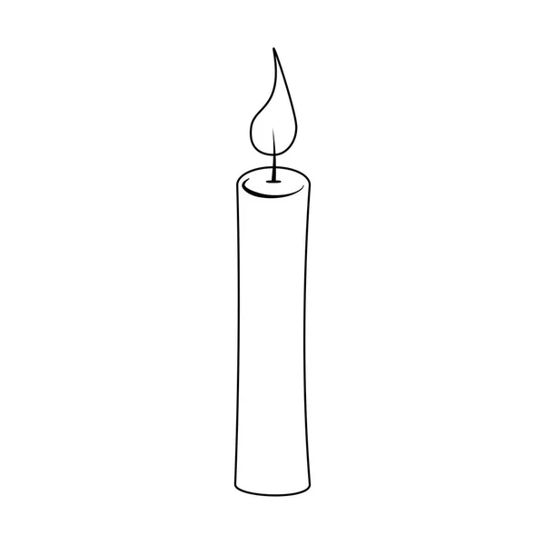 Christmas candle outline for christmas design isolated on white — Stock Vector