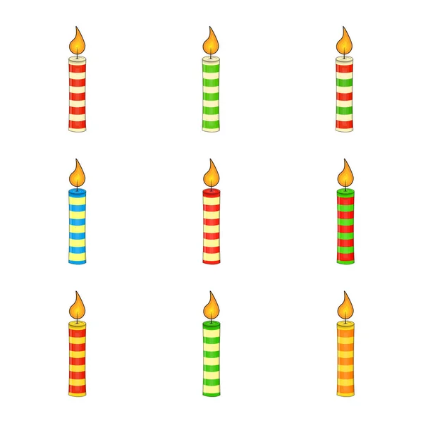 Set di candele natalizie per il design natalizio isolato su bac bianco — Vettoriale Stock