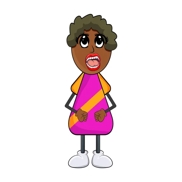Africaine femme noire dessin animé isolé sur fond blanc — Image vectorielle