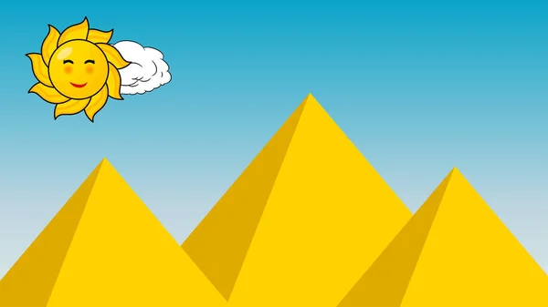 Pyramide paysage avec le soleil vecteur égyptien design fond wal — Image vectorielle