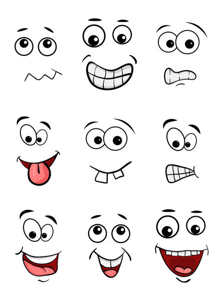 cartoon face set isolated on white background