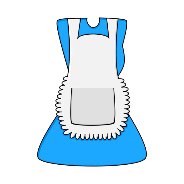 Gaun biru kartun dengan pinafore diisolasi pada latar belakang putih - Stok Vektor
