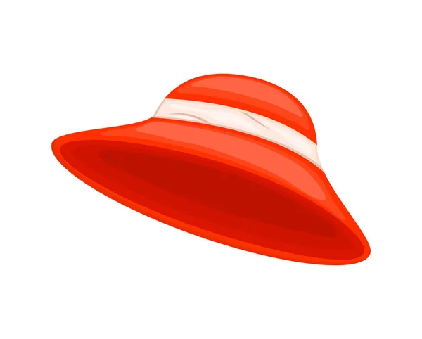 女帽-红色卡通花园帽在白色 backgr — 图库矢量图片