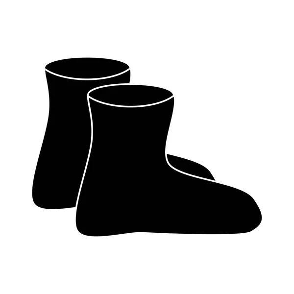 Stivali di gomma silhouette, cartone animato semplici stivali di gomma isolati su wh — Vettoriale Stock