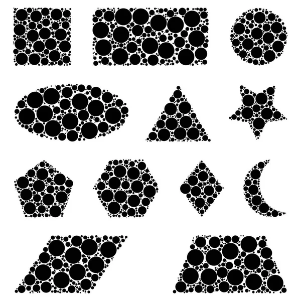 Dotted geometric figures set isolated on white background — Stock Vector