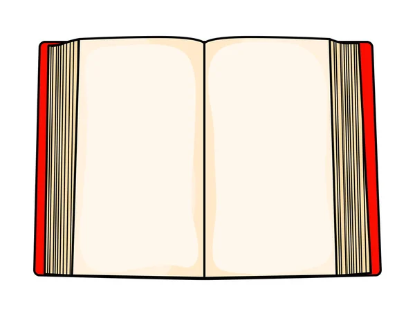 Desenhos animados vermelhos livro aberto isolado no fundo branco — Vetor de Stock