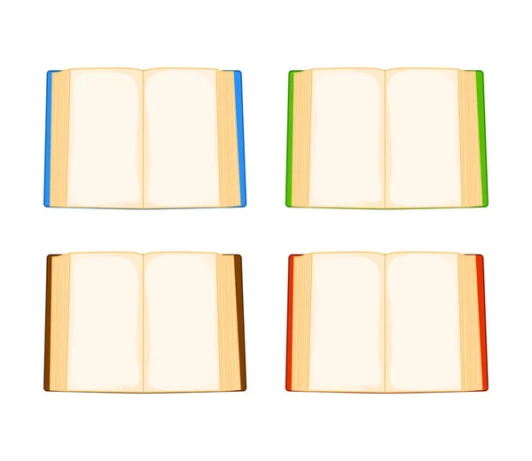 Cartoon open book set isolated on white background — Stock Vector