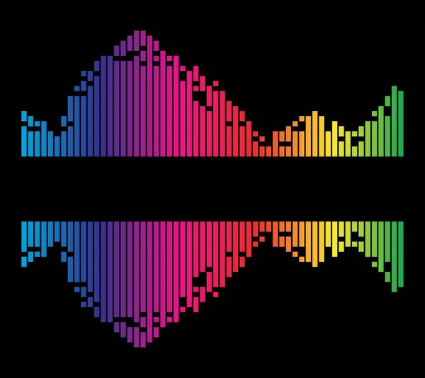 Colorful striped equalizer sound music wave isolated on black ba — Stock Vector