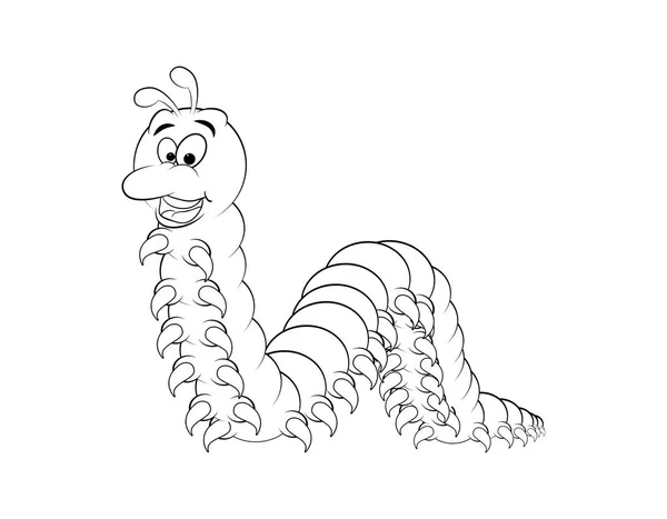 Cartoon millipede outline character isolated on white background — Stock Vector