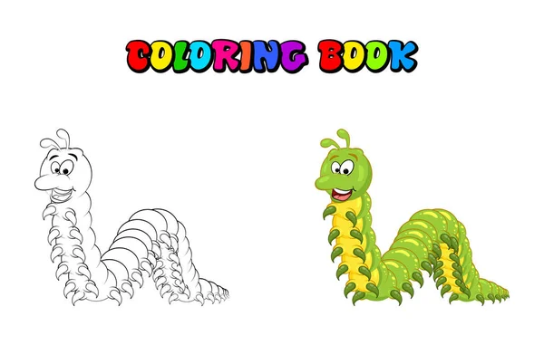 Cartoon milipede personagem colorir livro isolado na parte traseira branca — Vetor de Stock