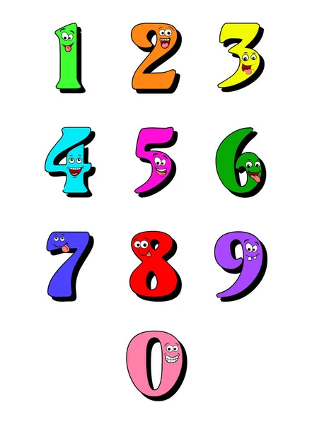 Smile numbers, digits isolated on white background — Stock Vector